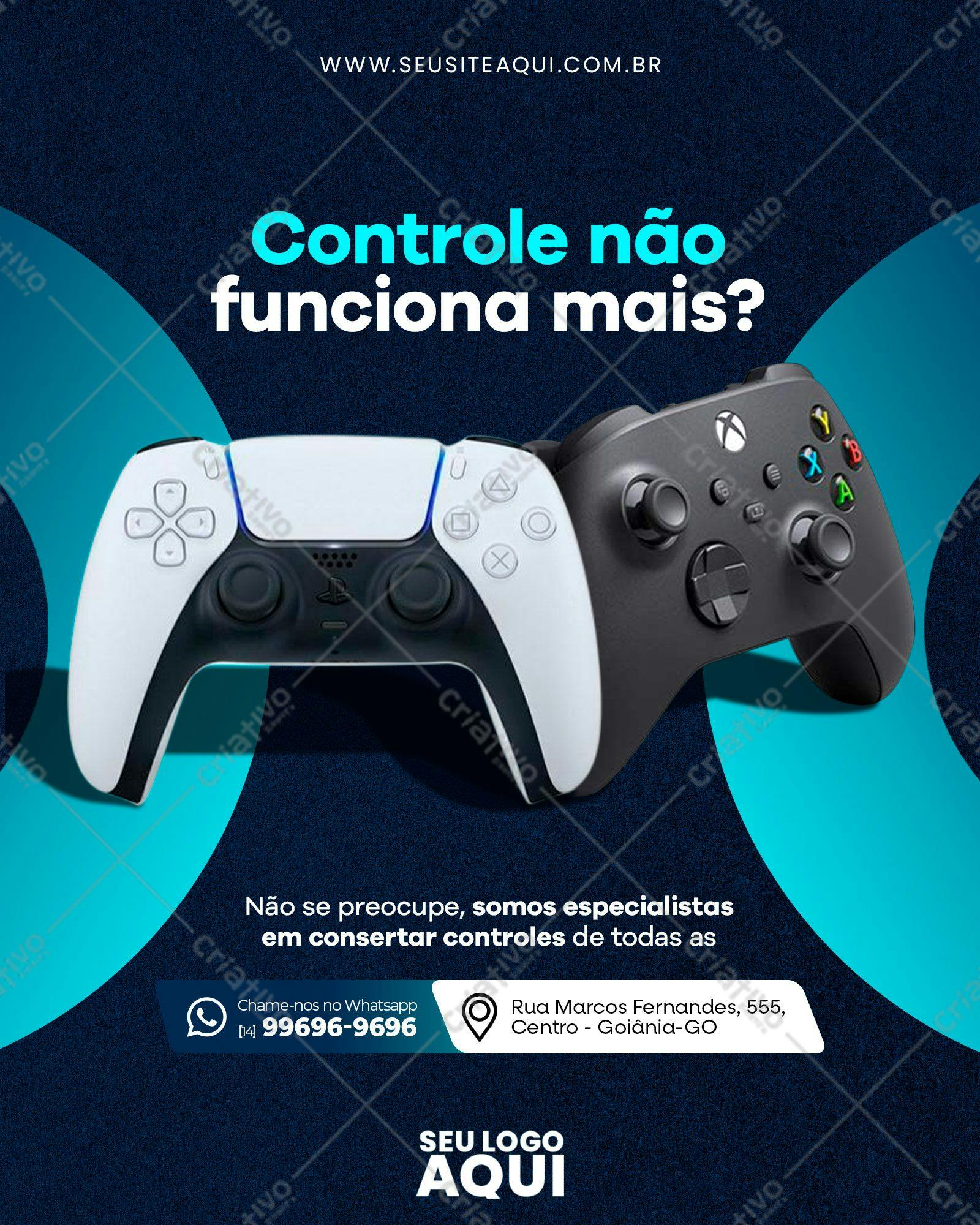 Post para Redes Sociais Conserto de Controle de Video Game PSD Editável