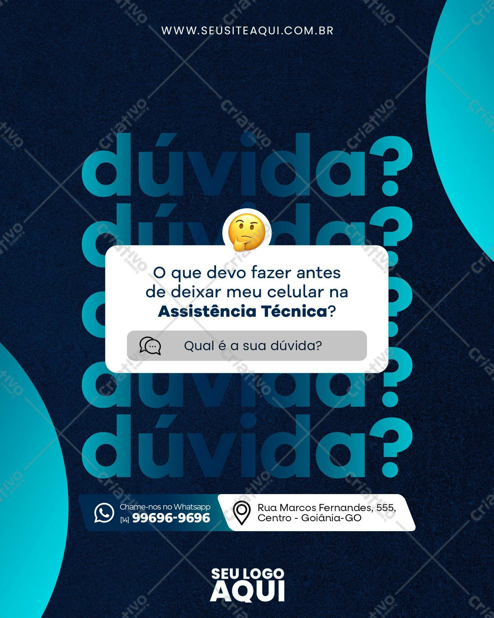 Post para Redes Sociais Dúvidas Celular PSD Editável