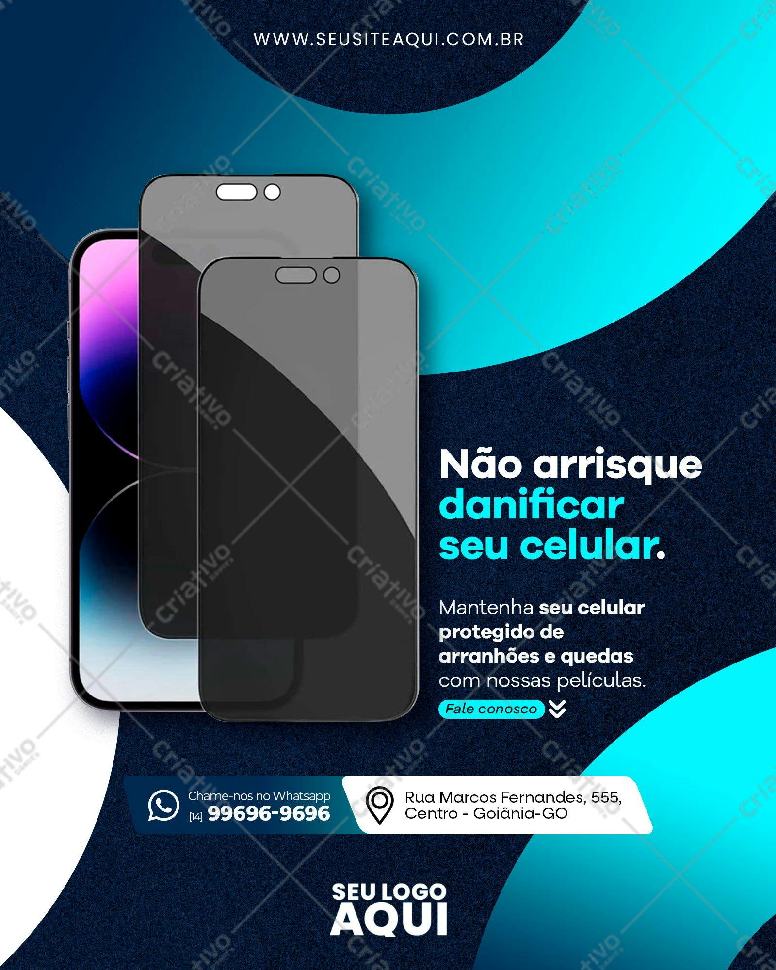 Template de Anúncio para Película de Celular PSD Editável