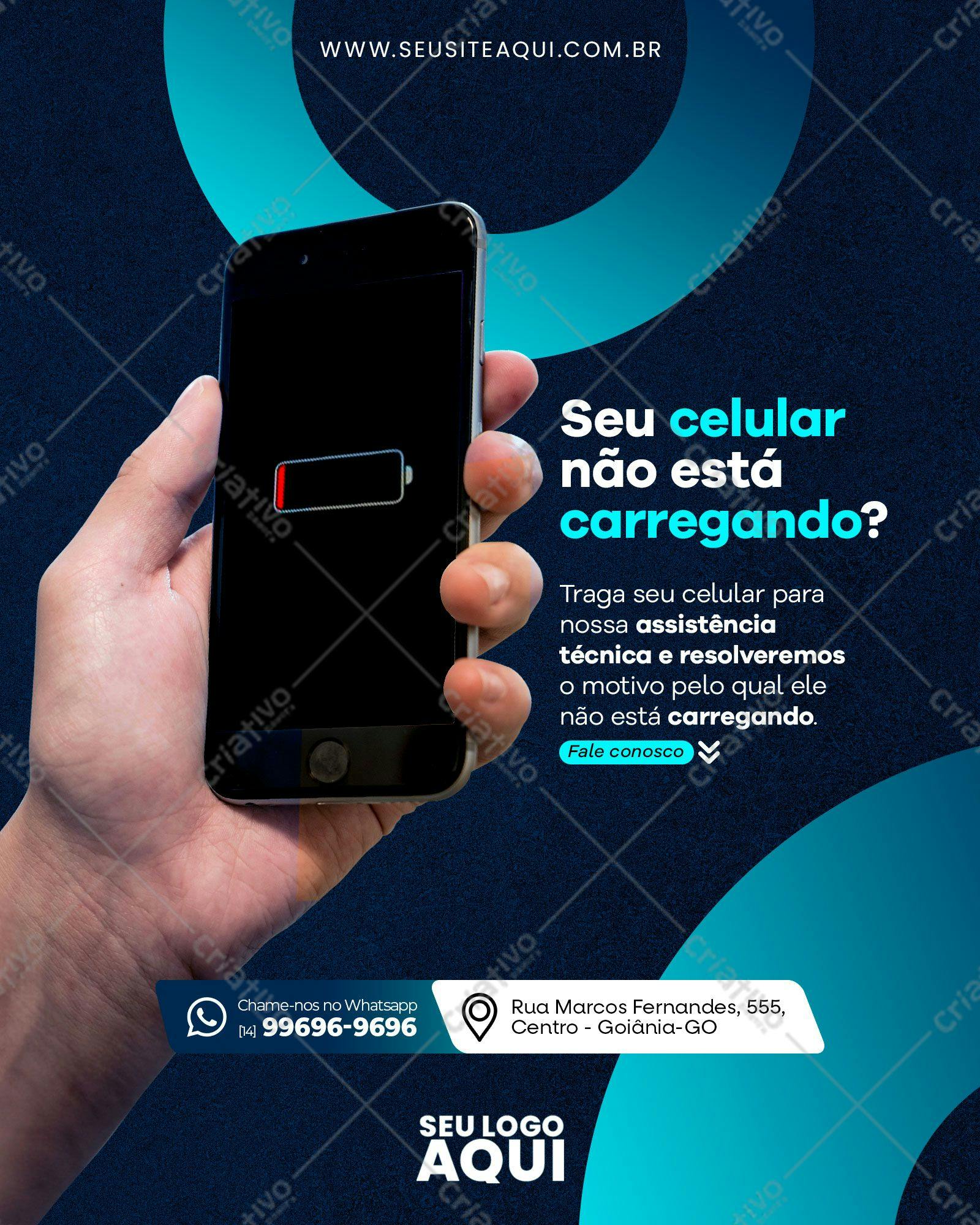 Post para Redes Sociais Reparo Celular PSD Editável
