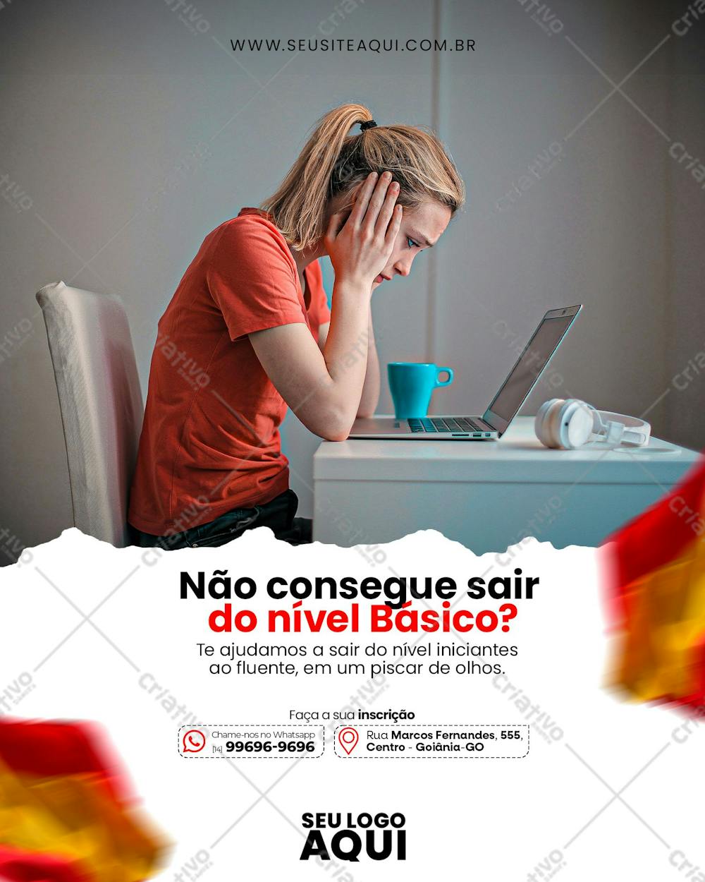 AULAS DE ESPANHOL | IDIOMAS | SOCIAL MEDIA | PSD EDITÁVEL