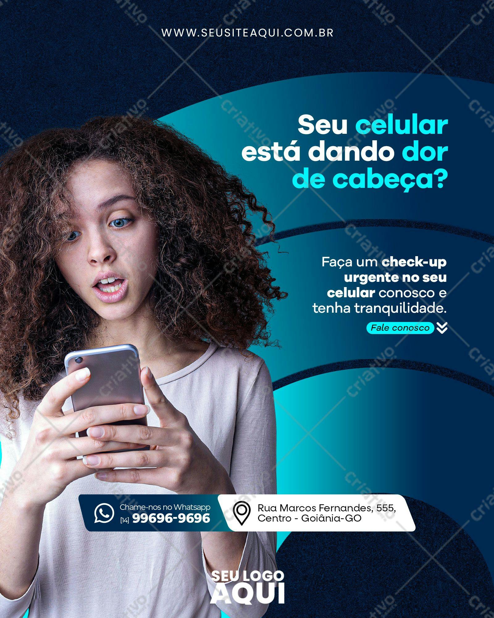 Post para Redes Sociais Reparo Celular PSD Editável