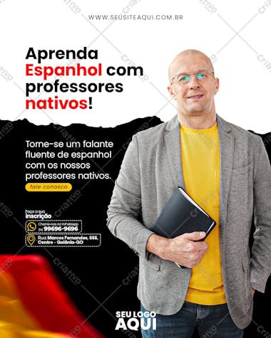 Aulas de espanhol | idiomas | social media | psd editável