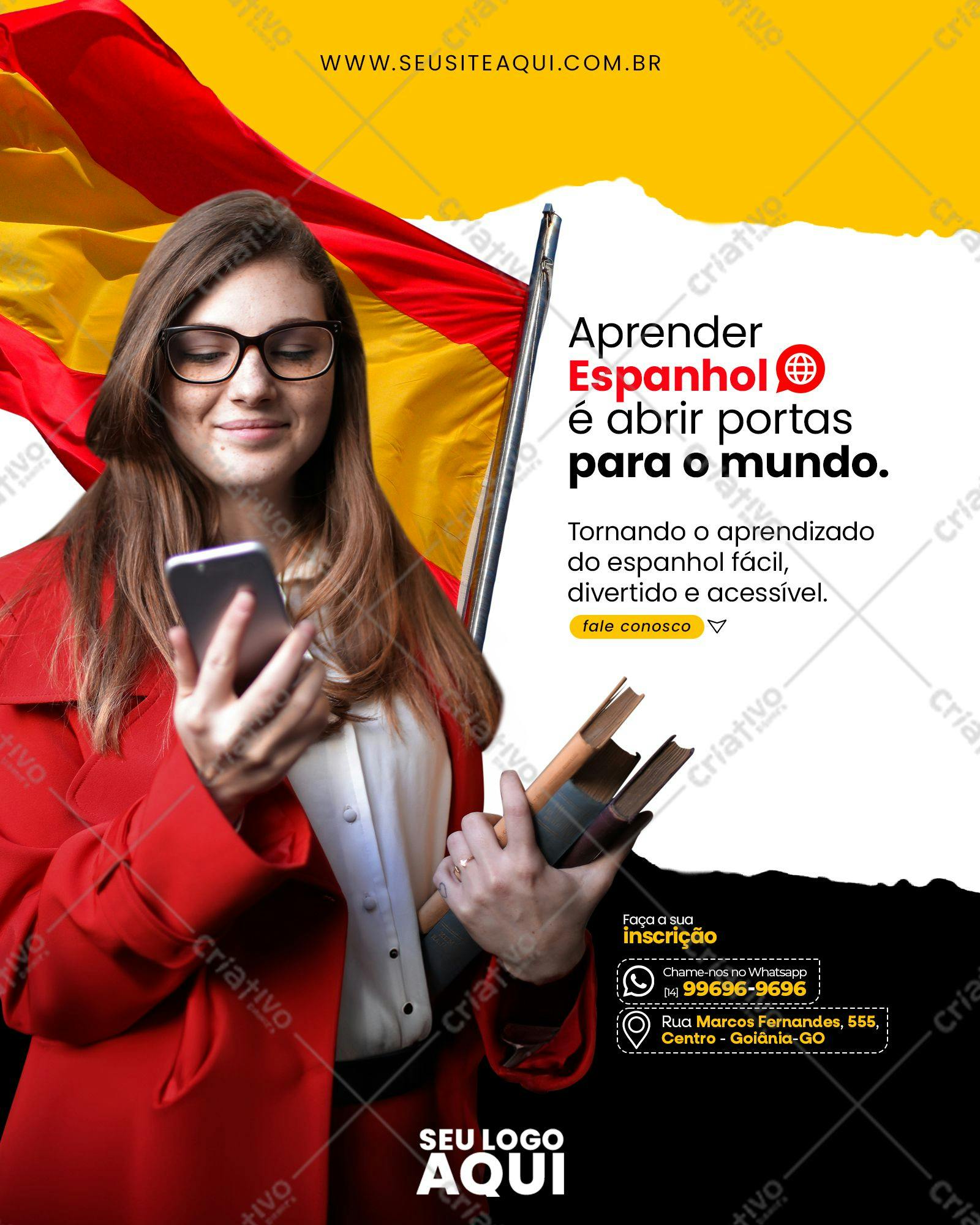 Post para Redes Sociais Curso de Espanhol PSD Editável