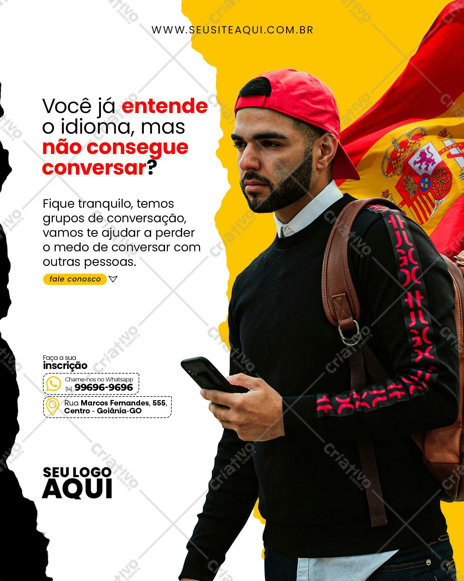 Post para Redes Sociais Aulas de Conversação PSD Editável