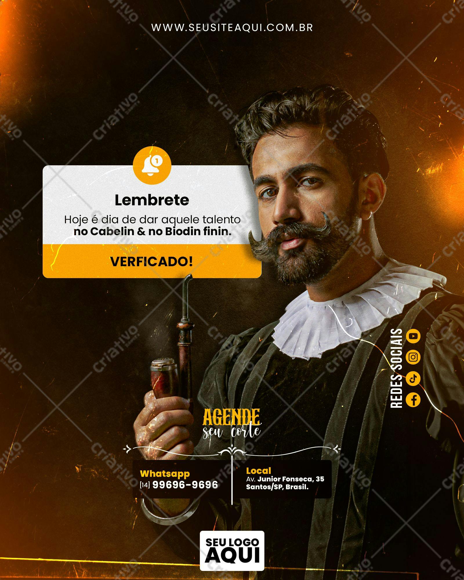 Post para Redes Sociais Barbeiro PSD Editável