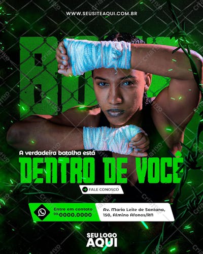 AULAS DE BOXE | AULA DE LUTA | SOCIAL MEDIA | PSD EDITÁVEL