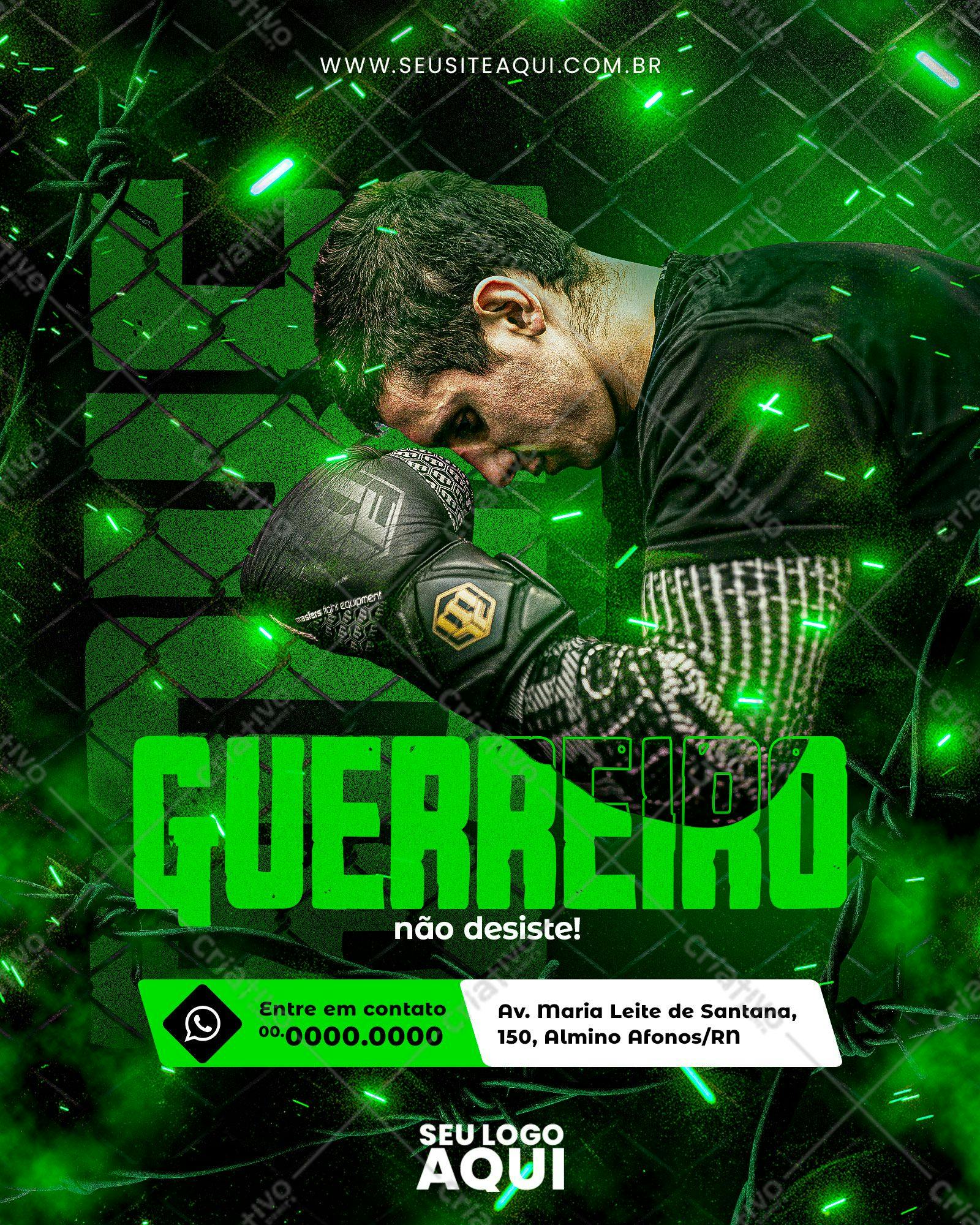 Poster Motivacional para Atletas Boxe PSD Editável