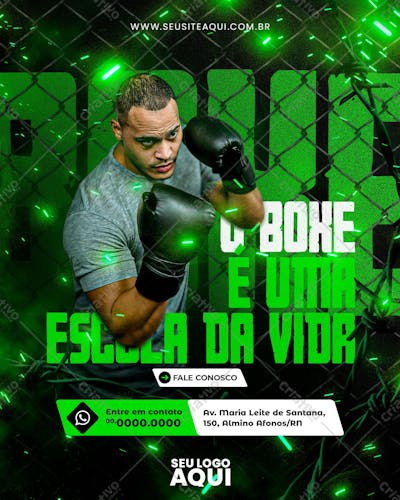 AULAS DE BOXE | AULA DE LUTA | SOCIAL MEDIA | PSD EDITÁVEL
