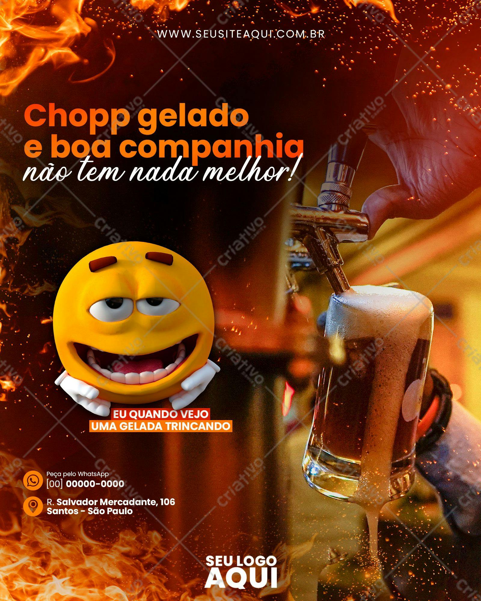 Post para Redes Sociais Chopp Gelado PSD Editável