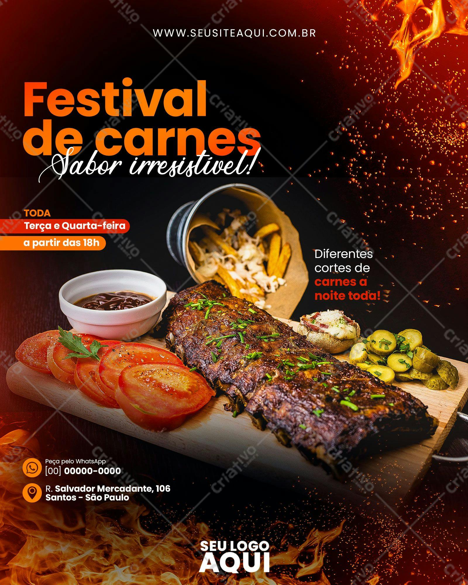 Flyer para Festival de Carnes PSD Editável
