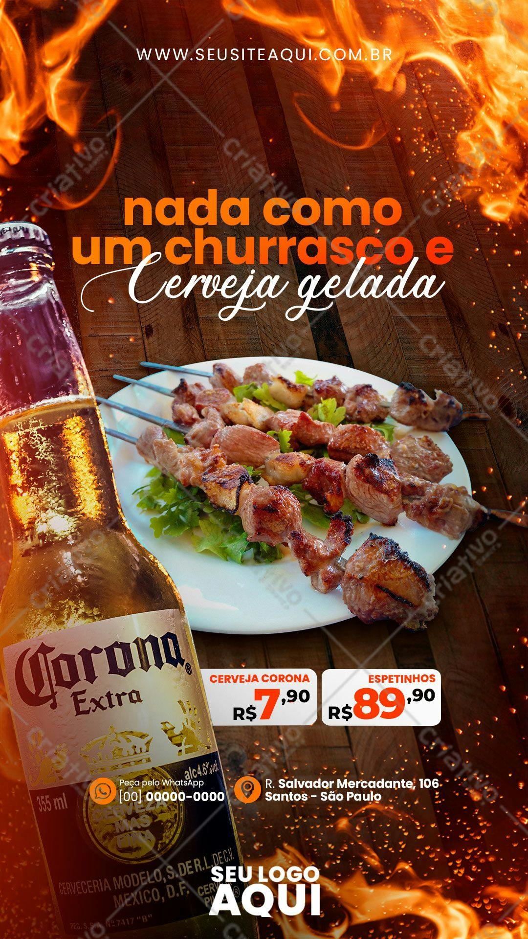 Cardápio Churrasco e Cerveja Corona PSD Editável