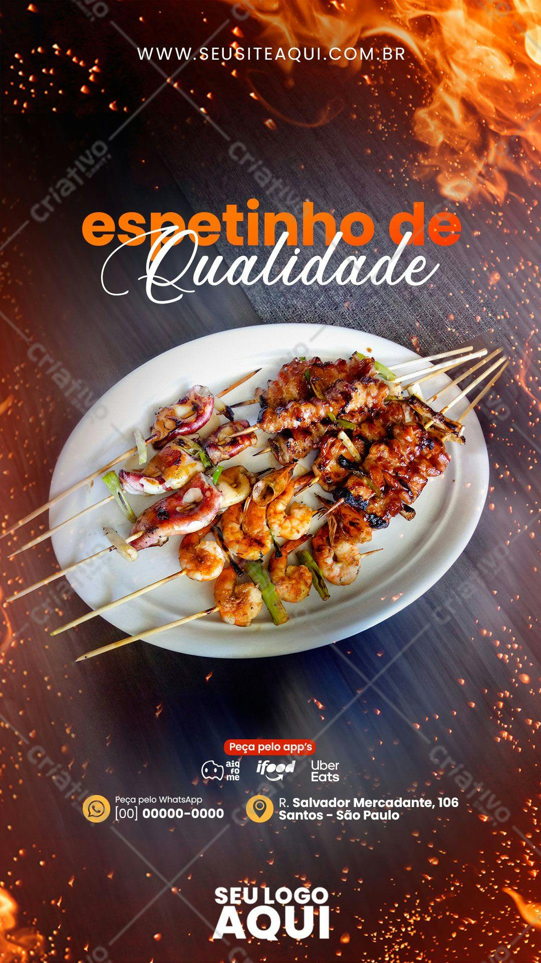 Cardápio de Churrasco com Espetos PSD Editável
