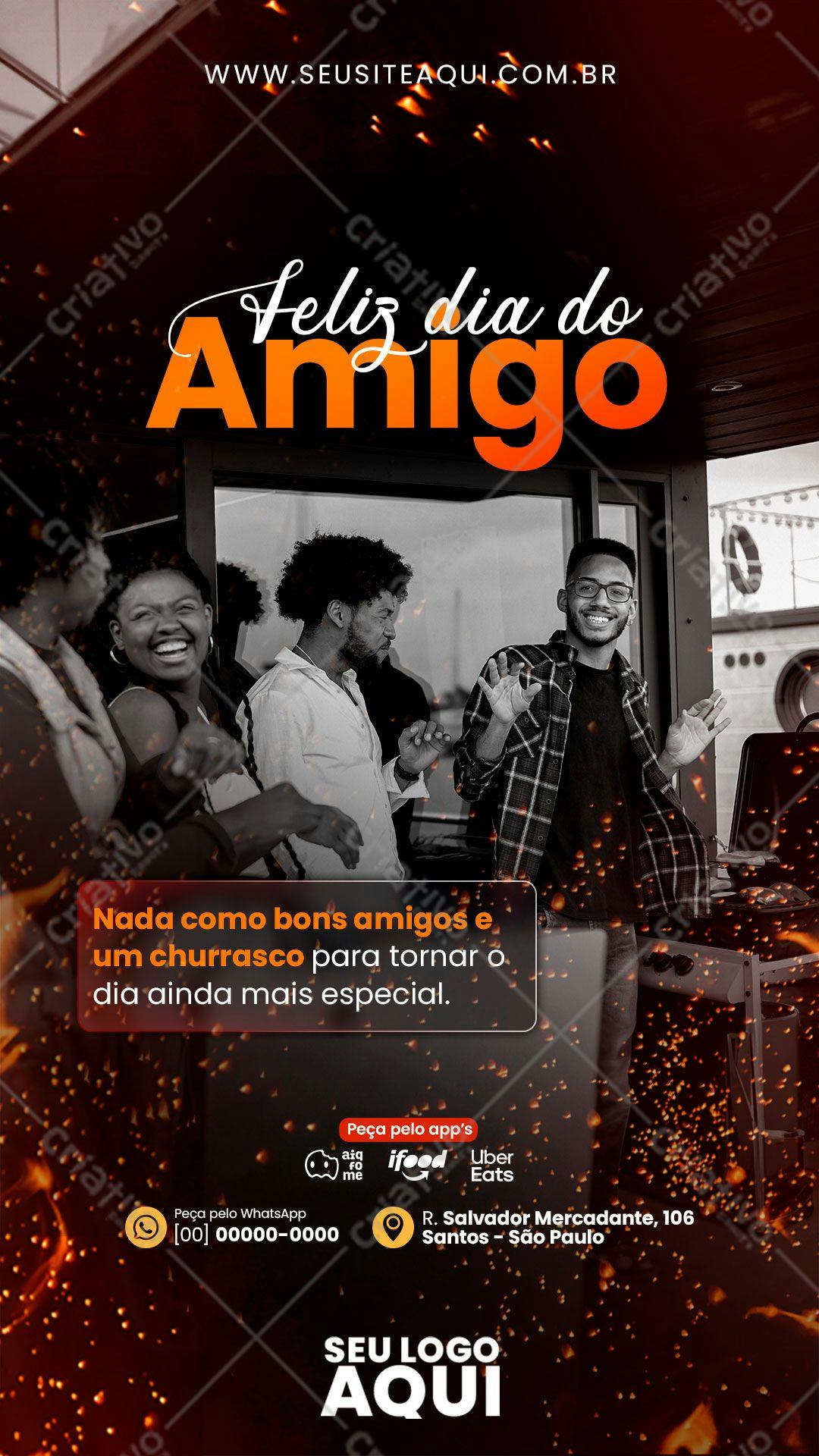 Flyer para o Dia do Amigo com Churrasco PSD Editável