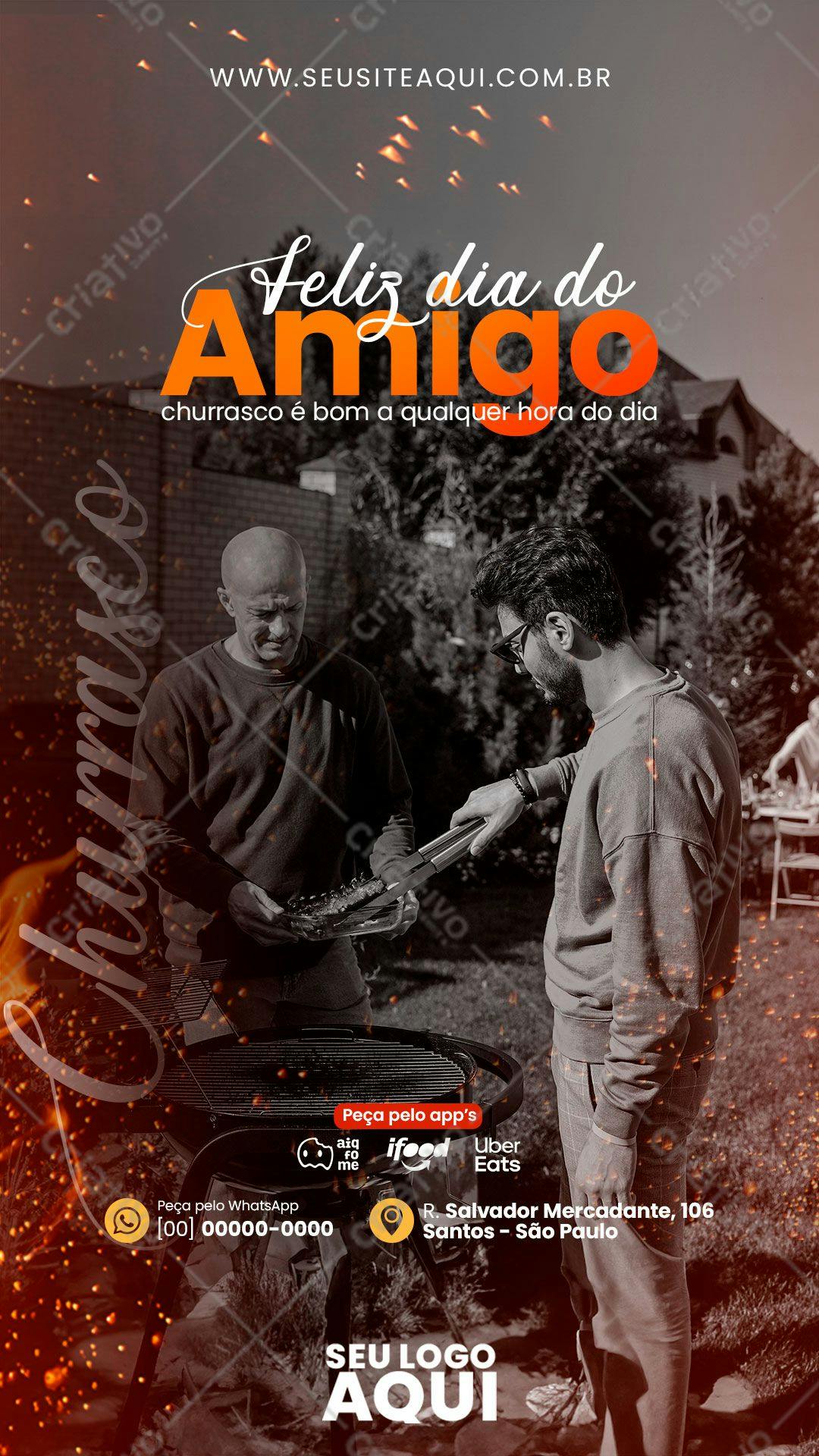 Flyer para o Dia do Amigo Churrasco PSD Editável