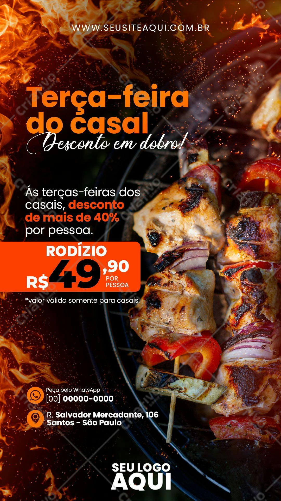 Template de Flyer para Promoção de Rodízio de Churrasco PSD Editável