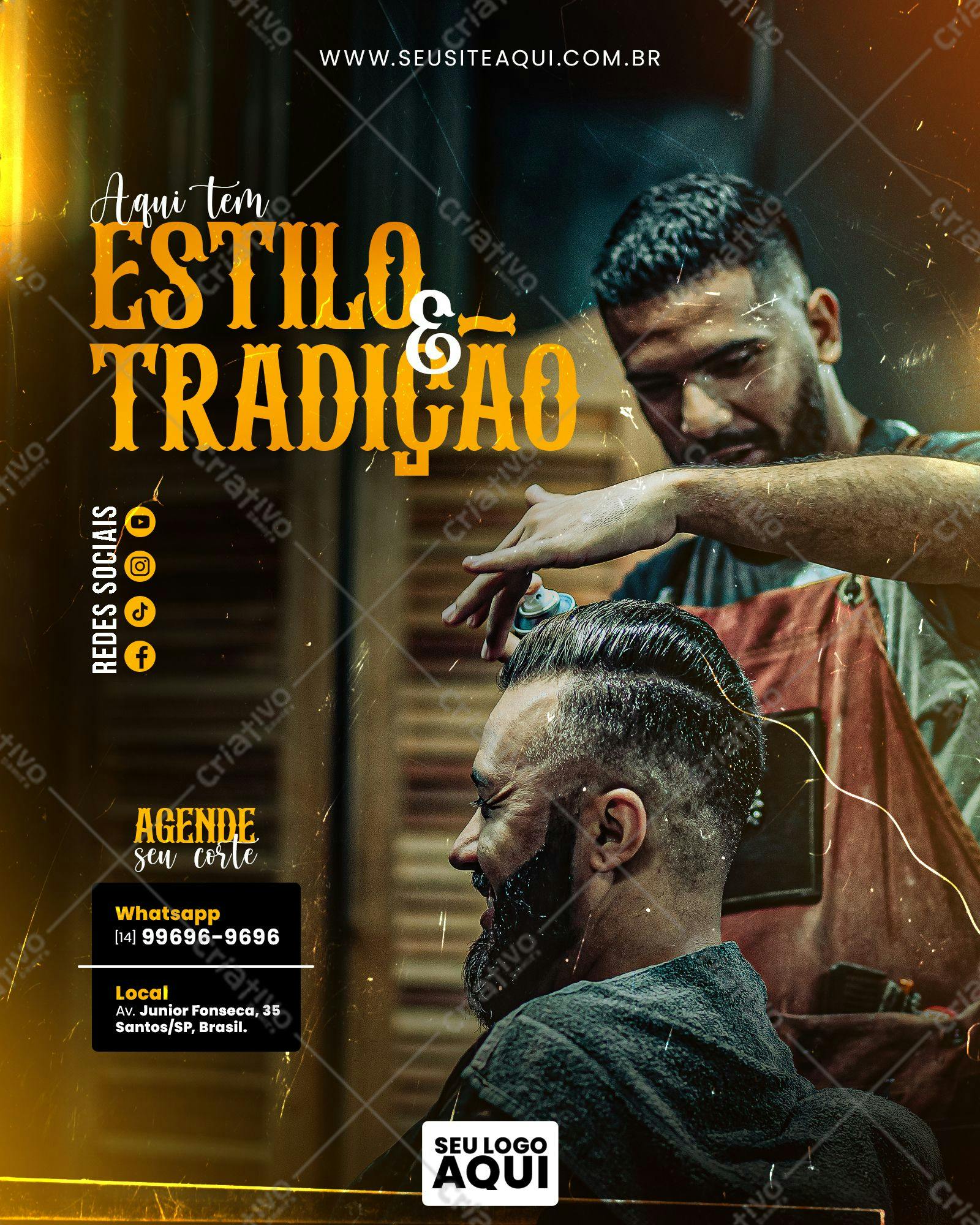 Post para Redes Sociais Barbearia PSD Editável