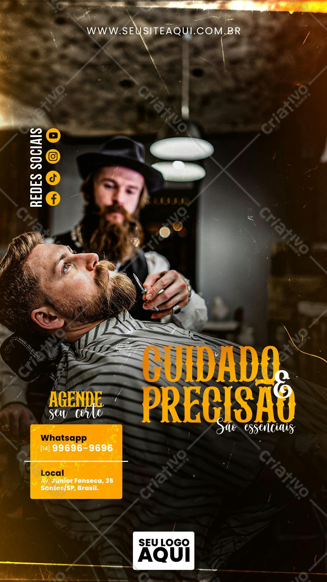 Post para Redes Sociais Barbeiro PSD Editável