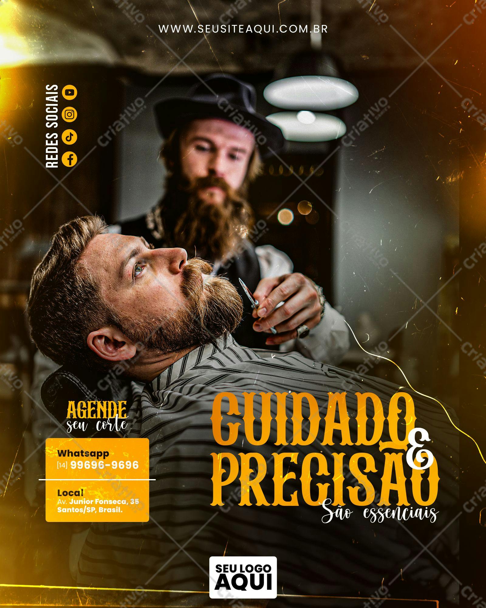 Post para Redes Sociais Barbearia PSD Editável