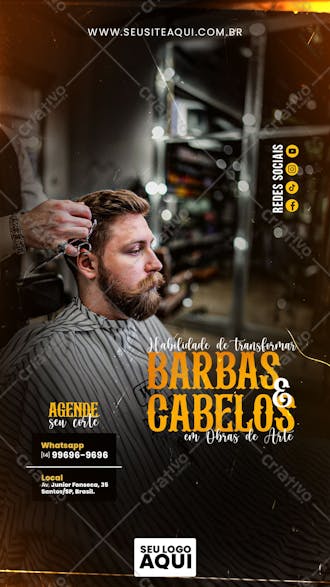 Story barbearia | cabeleleiro | social media | psd editável