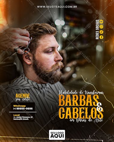 Barbearia | cabeleleiro | social media | psd editável