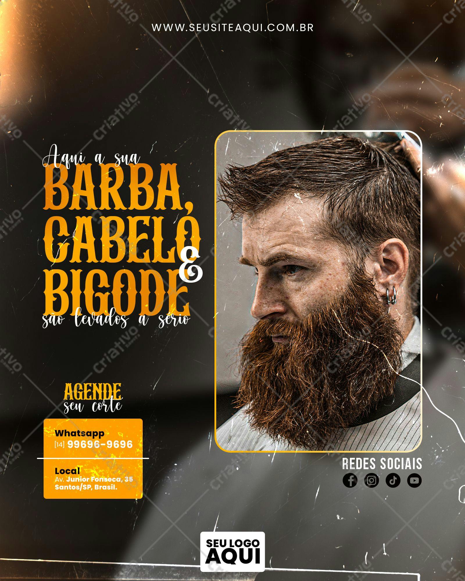 Post para Redes Sociais Barba, Cabelo e Bigode PSD Editável