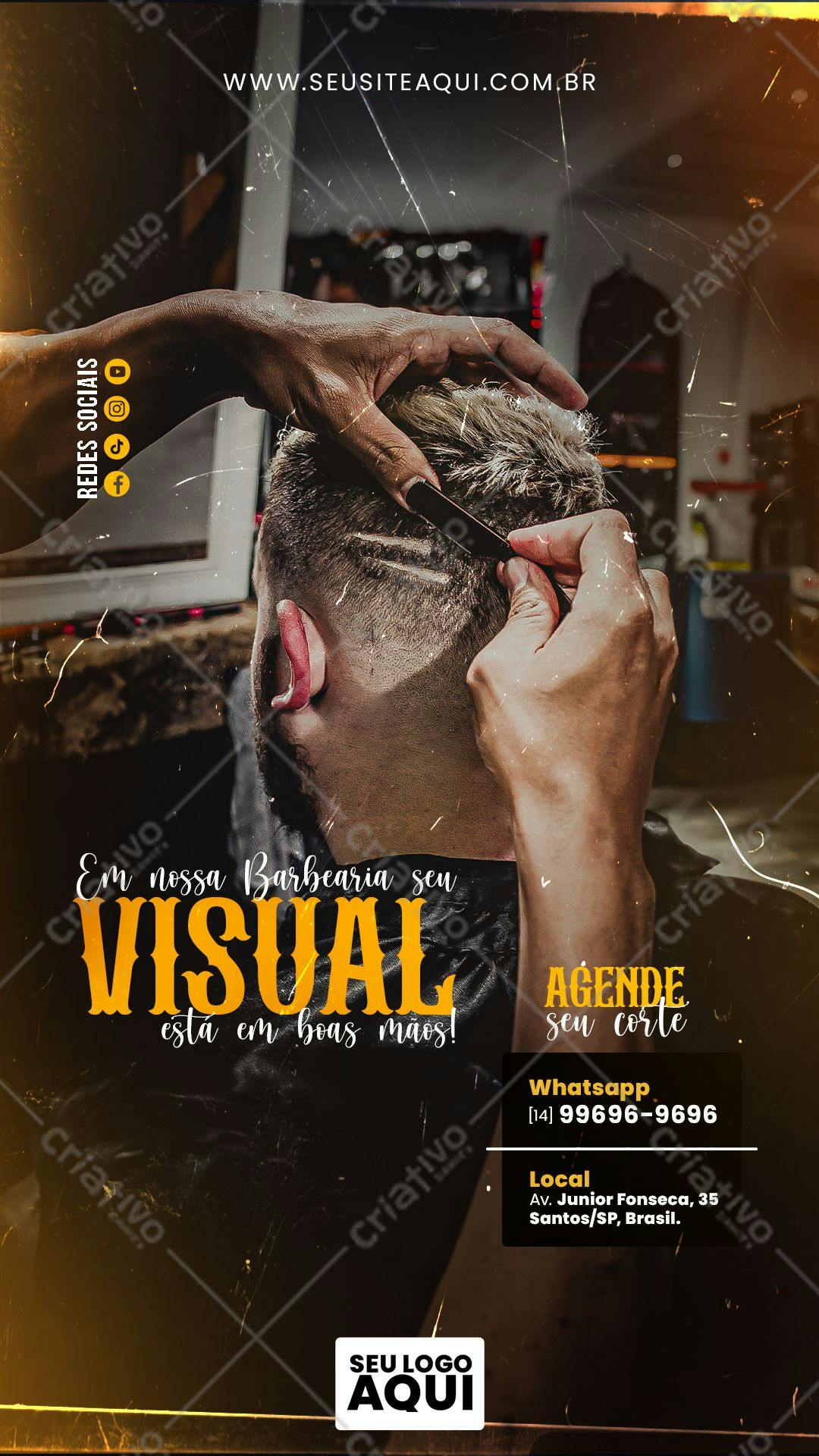 Cartaz para Barbearia PSD Editável