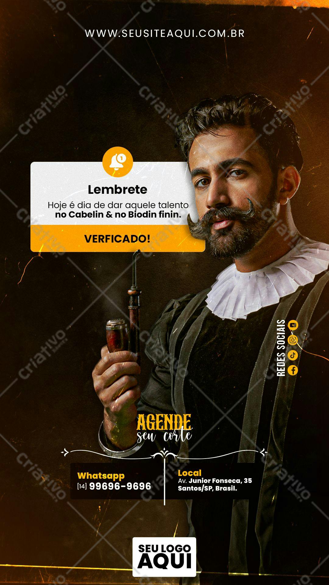 Flyer para Barbeiro com design vintage PSD Editável