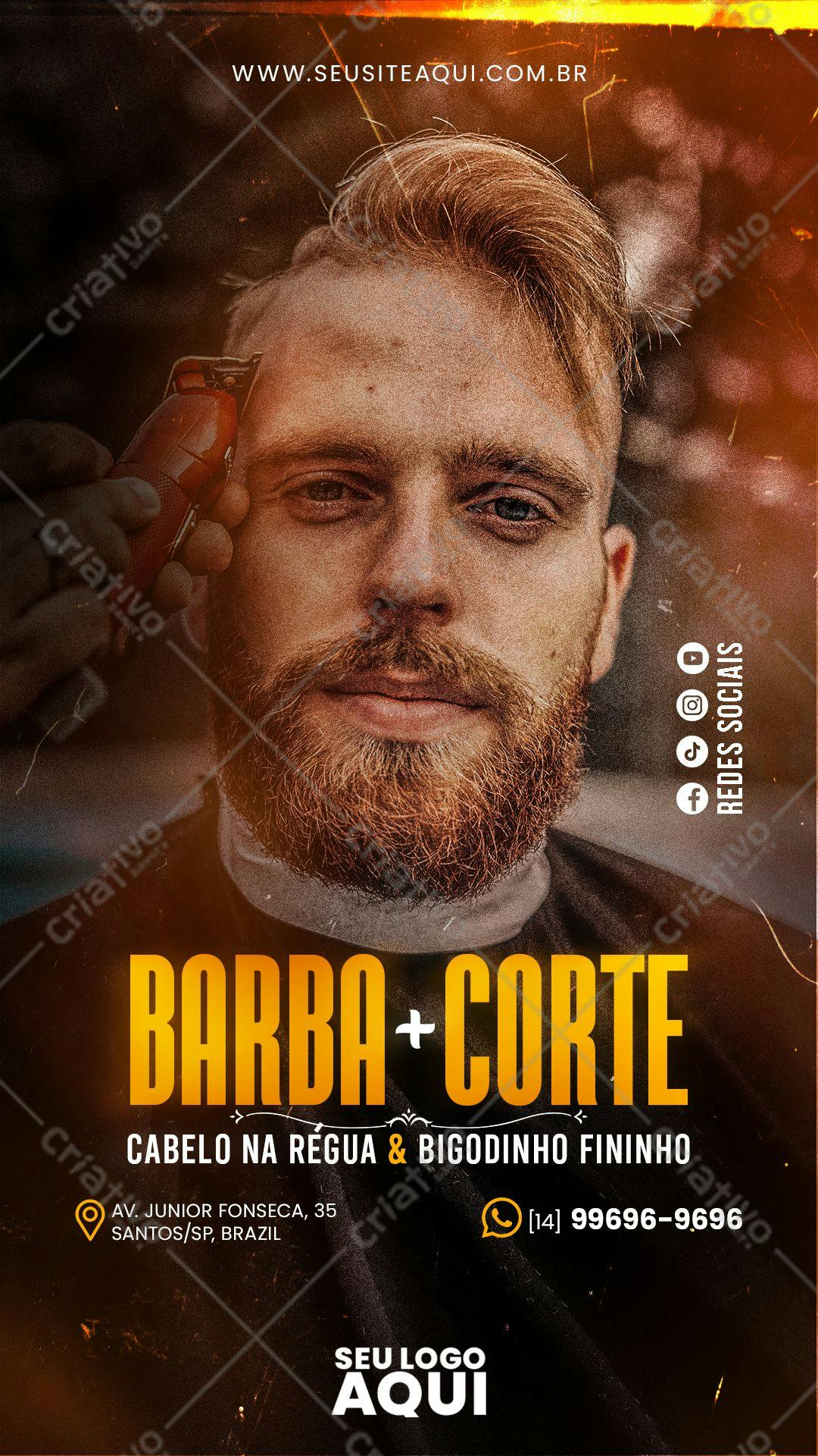 Flyer para Barbearia com Barba e Corte PSD Editável