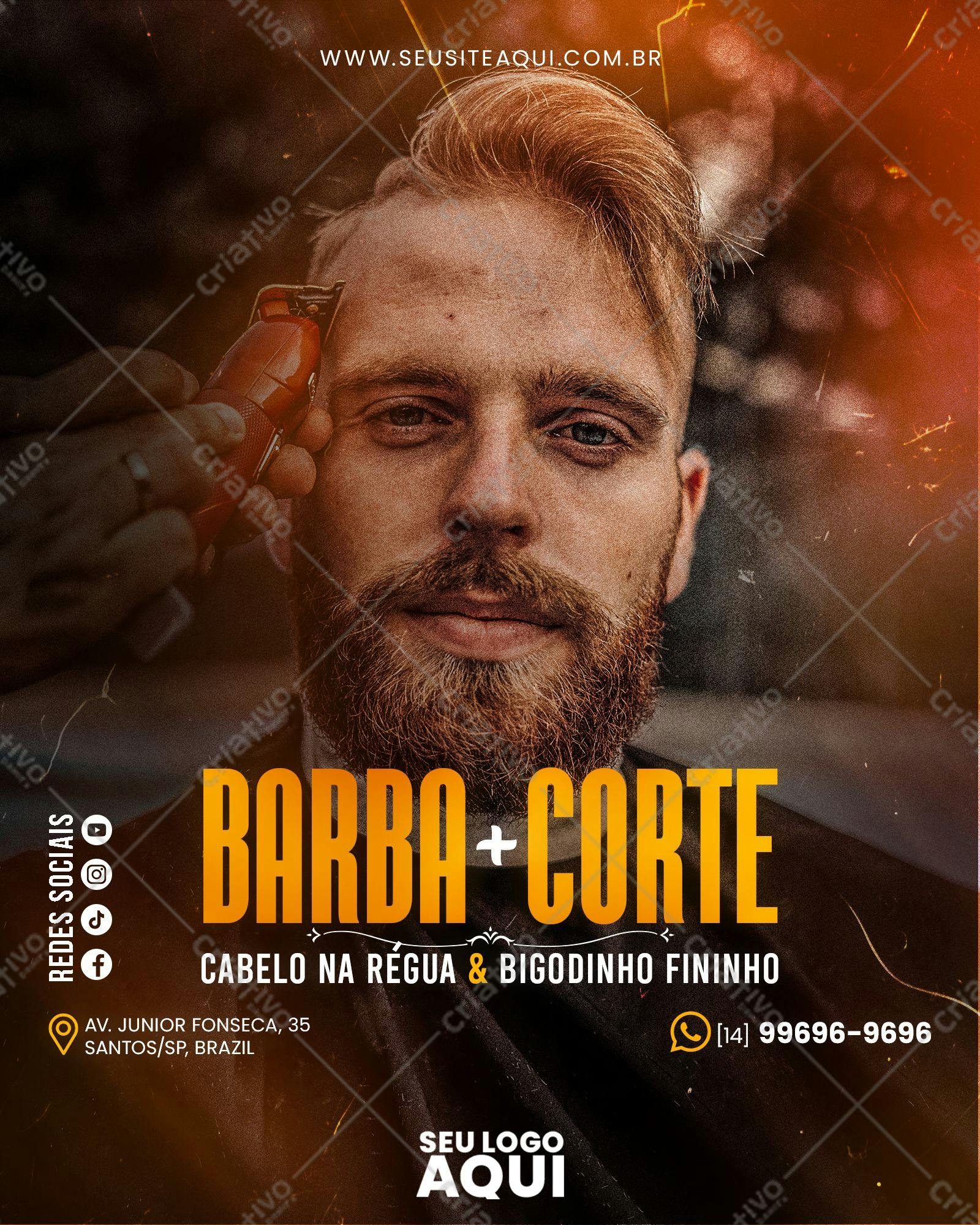 Post para Redes Sociais Barbeiro PSD Editável