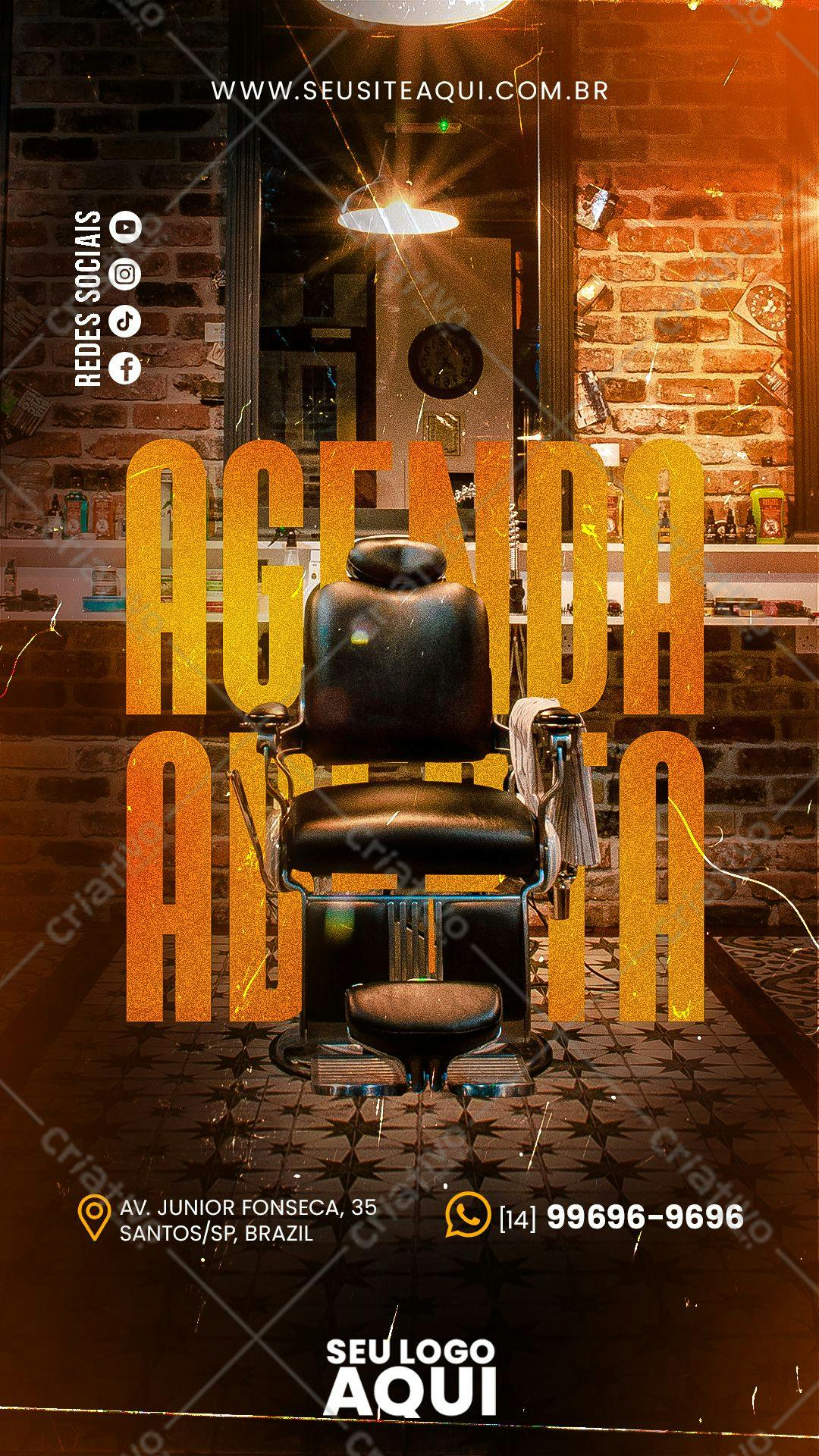 Flyer para Barbearia Aberta PSD Editável