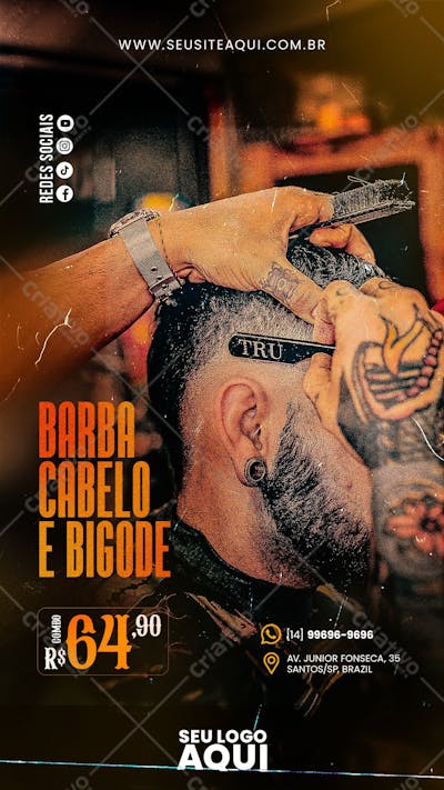 STORY - BARBEARIA | CABELELEIRO | SOCIAL MEDIA | PSD EDITÁVEL
