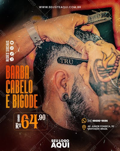 BARBEARIA | CABELELEIRO | SOCIAL MEDIA | PSD EDITÁVEL
