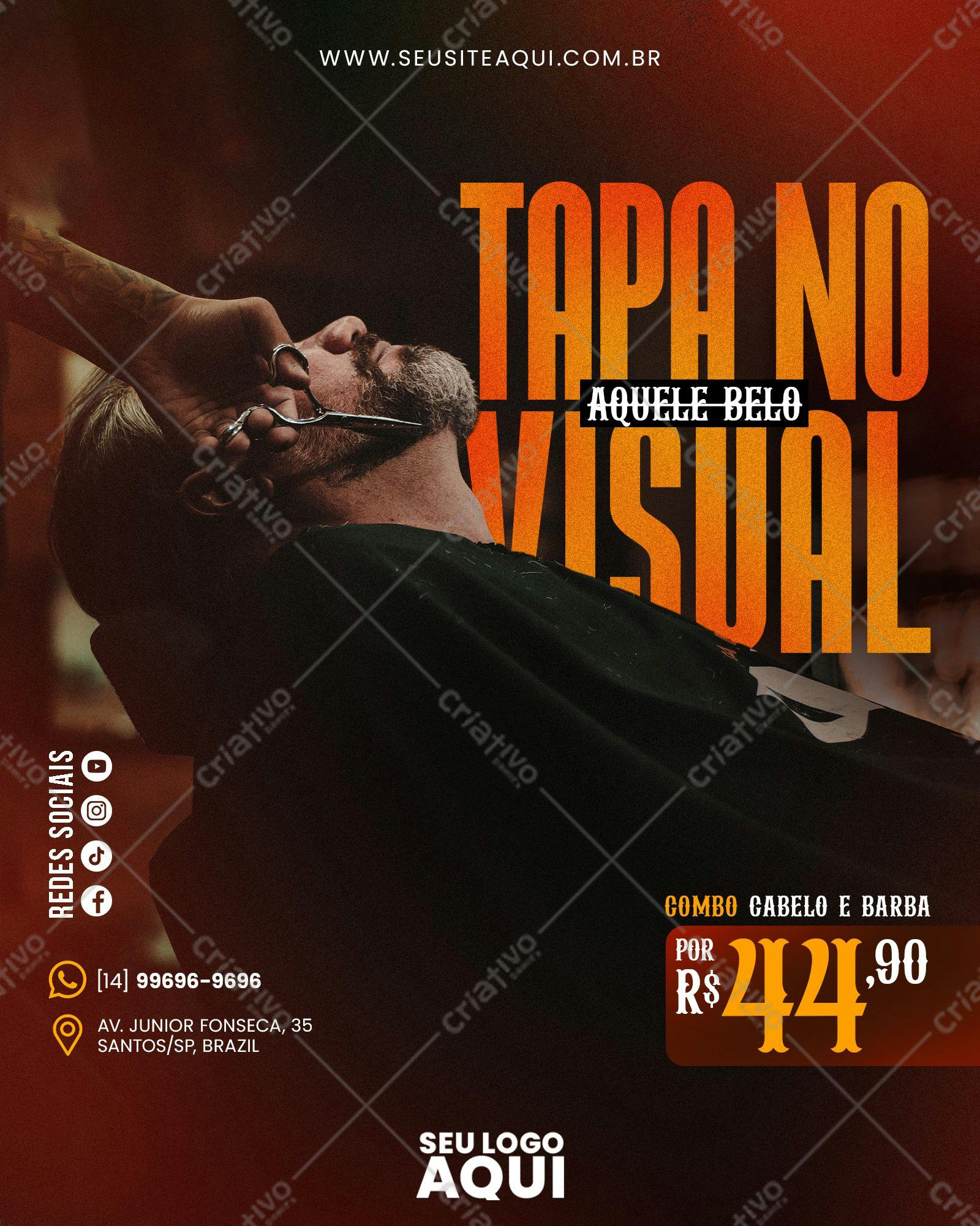 Flyer para Barbearia Combo Cabelo e Barba PSD Editável