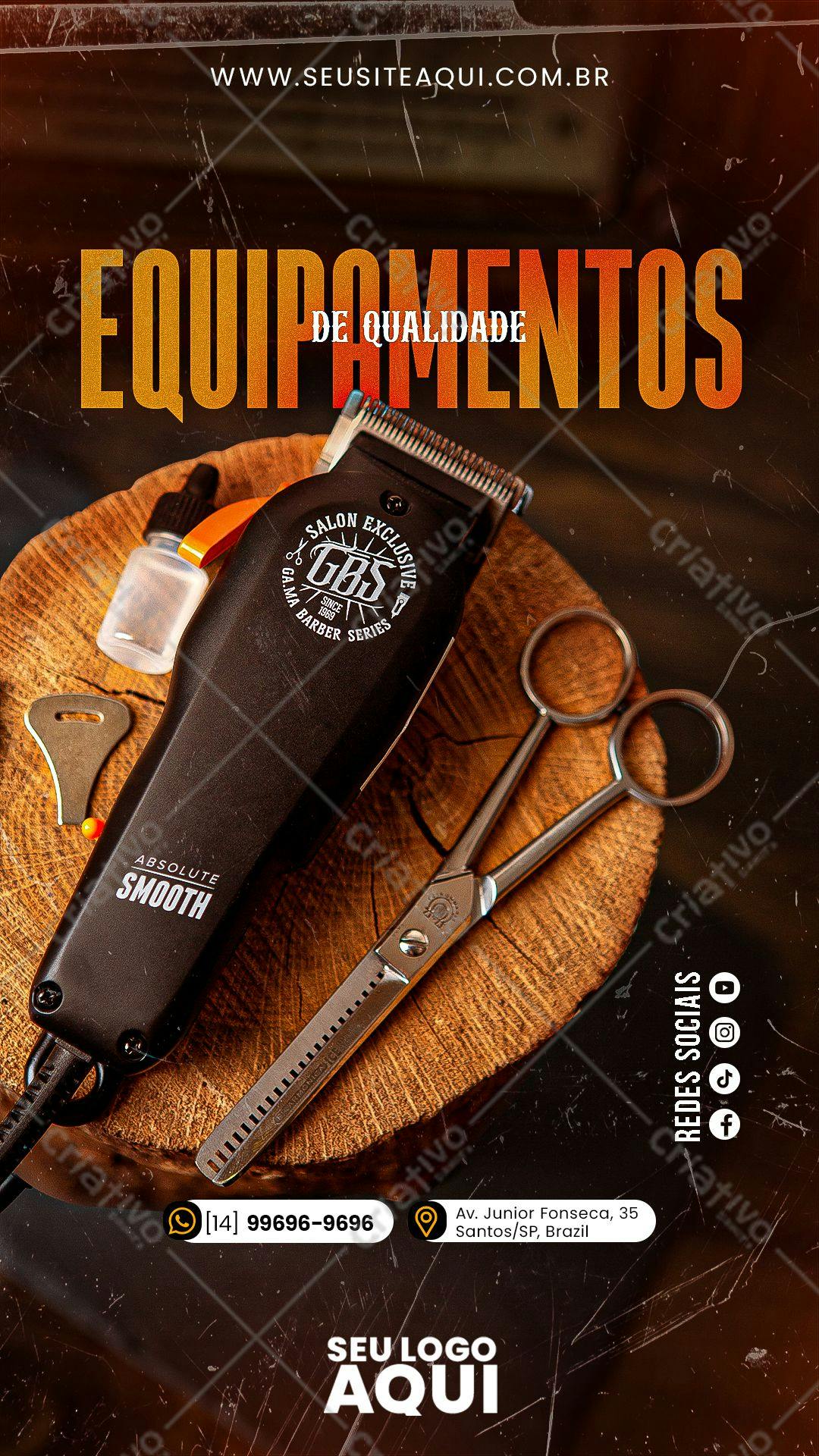 Modelo de Cartão para Barbeiro PSD Editável
