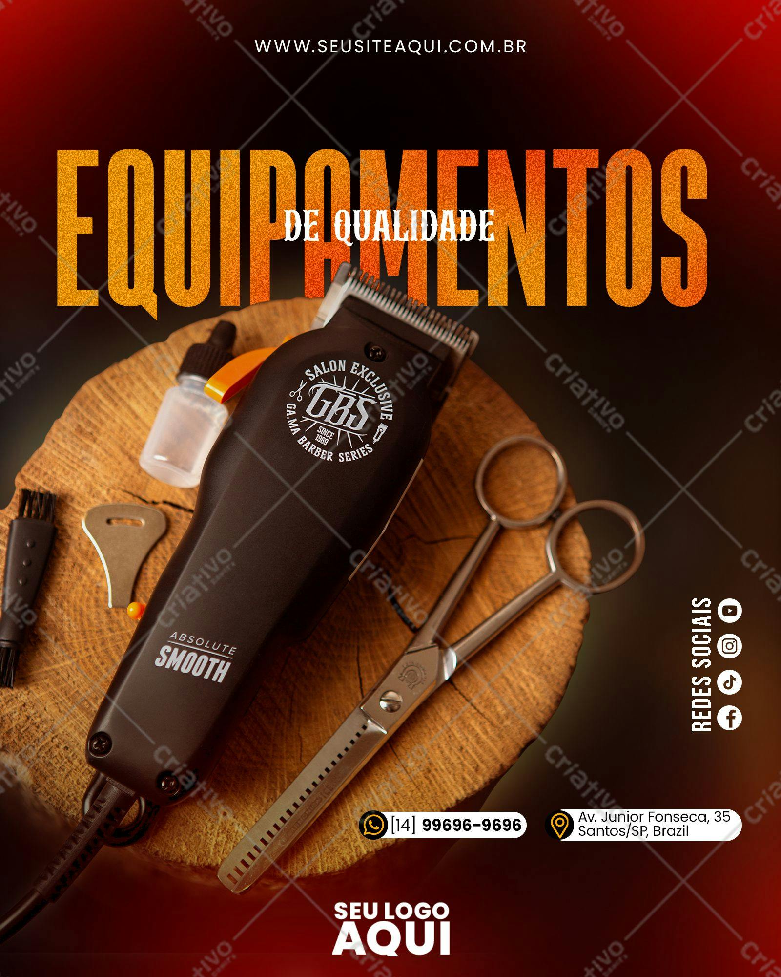 Post para Redes Sociais Barbearia PSD Editável