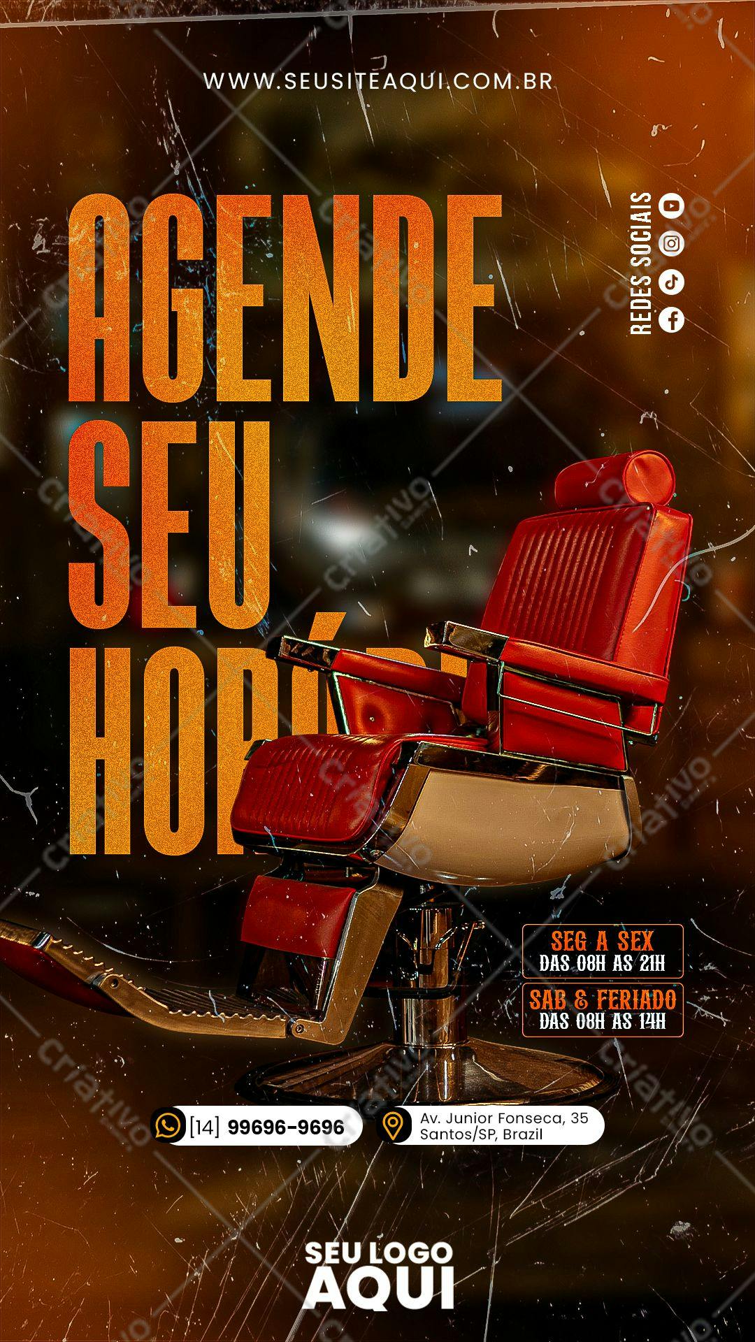 Post para Redes Sociais Barbeiro PSD Editável