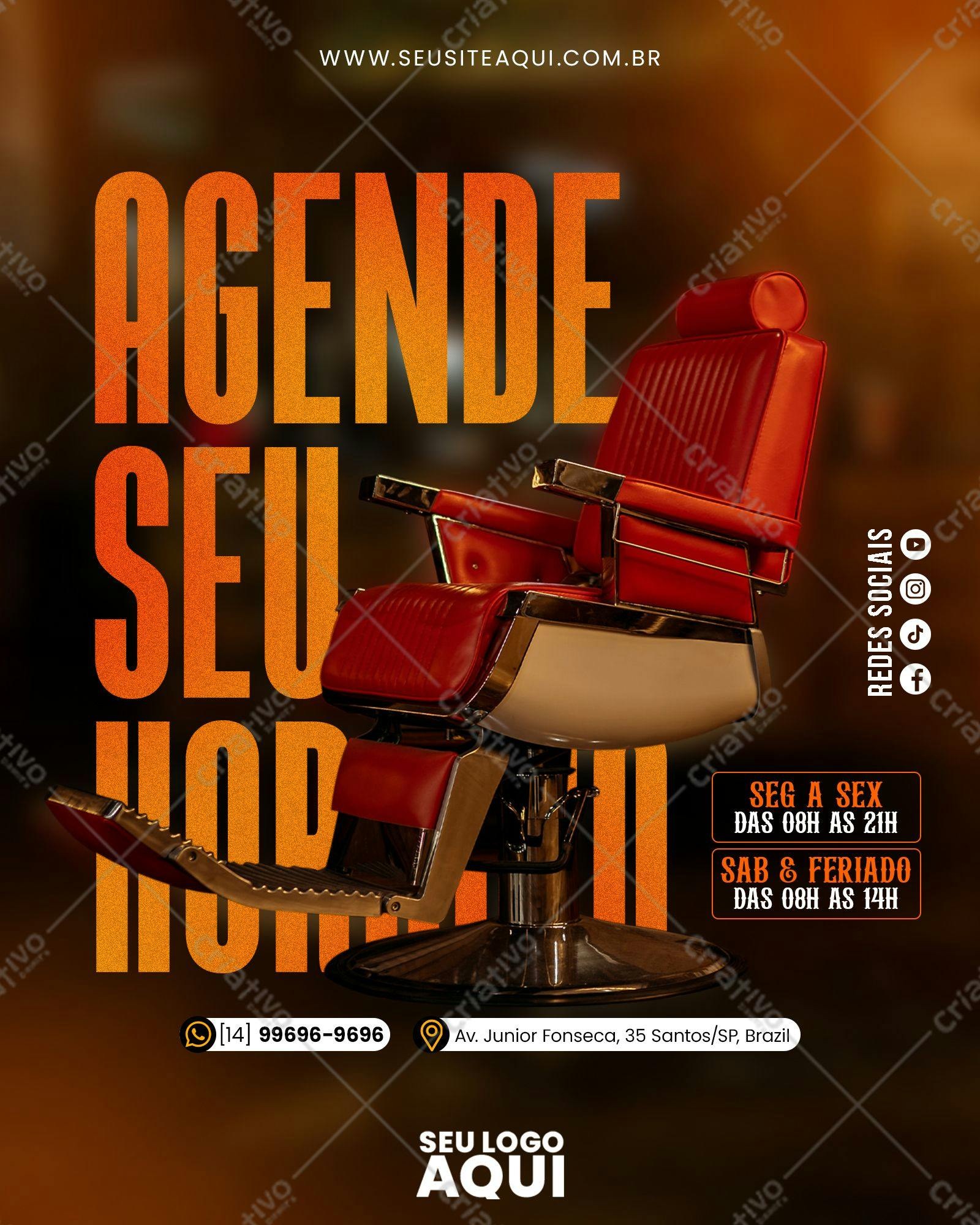 Modelo de Cartão de Visita Barbeiro PSD Editável