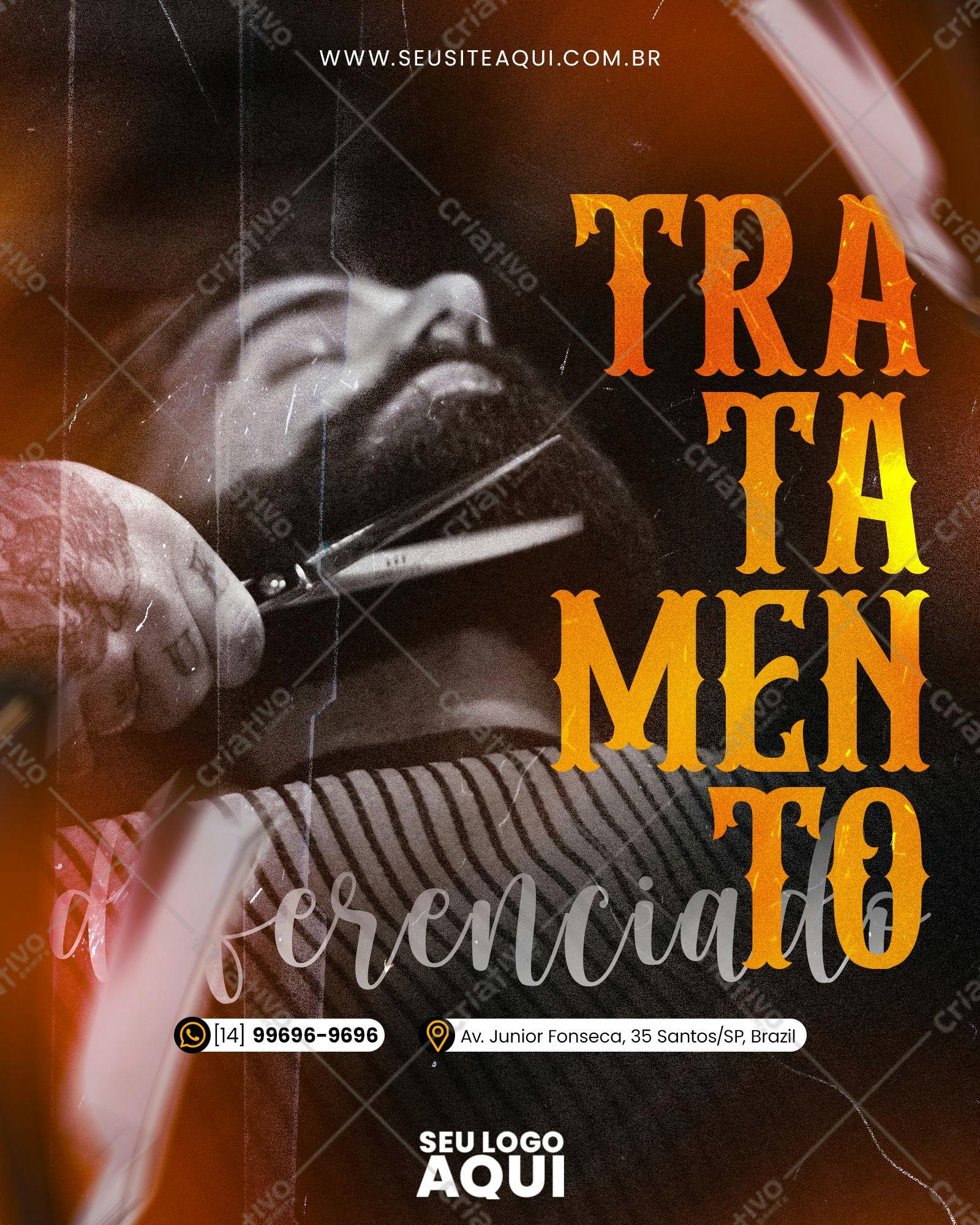 Flyer para Barbearia com Design Vintage PSD Editável