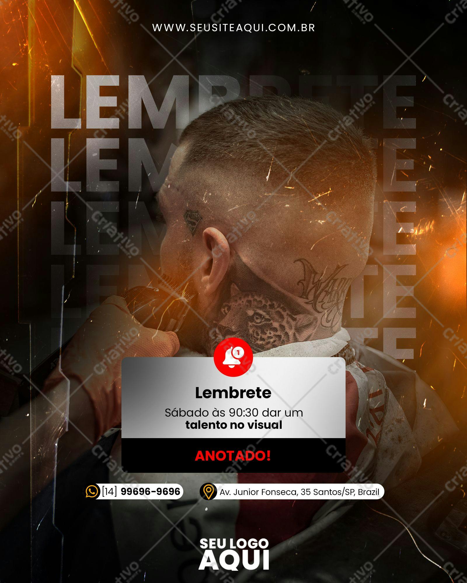 Lembretes para Barbeiro PSD Editável