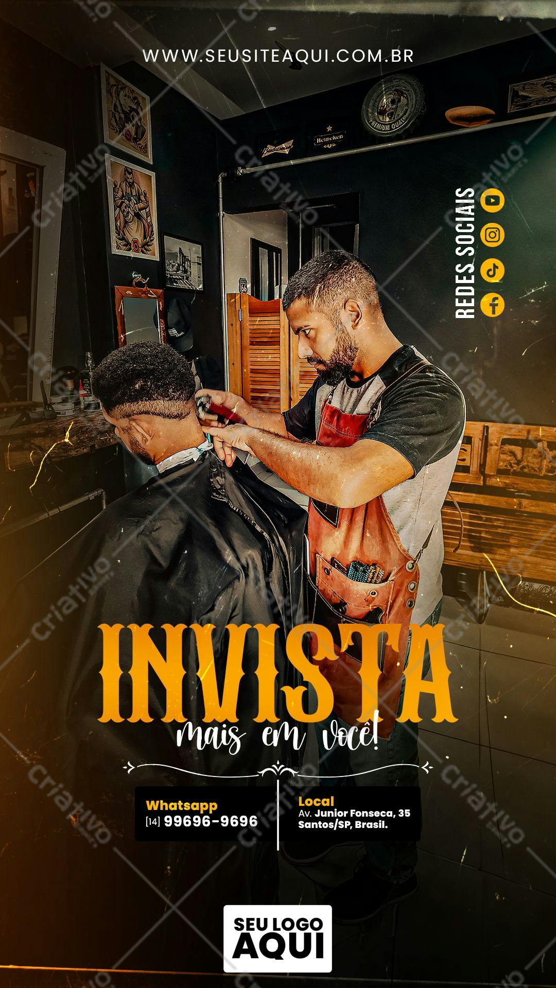 Flyer para Barbearia com Design Vintage PSD Editável