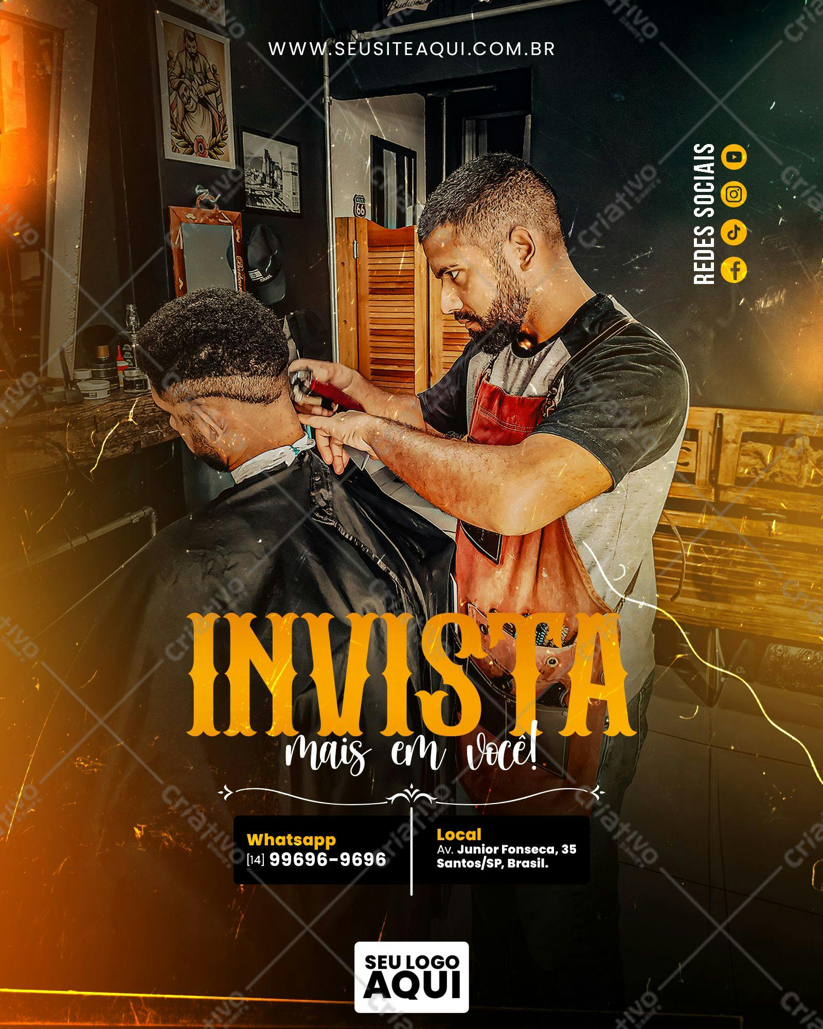 Flyer para Barbearia com Design Vintage PSD Editável