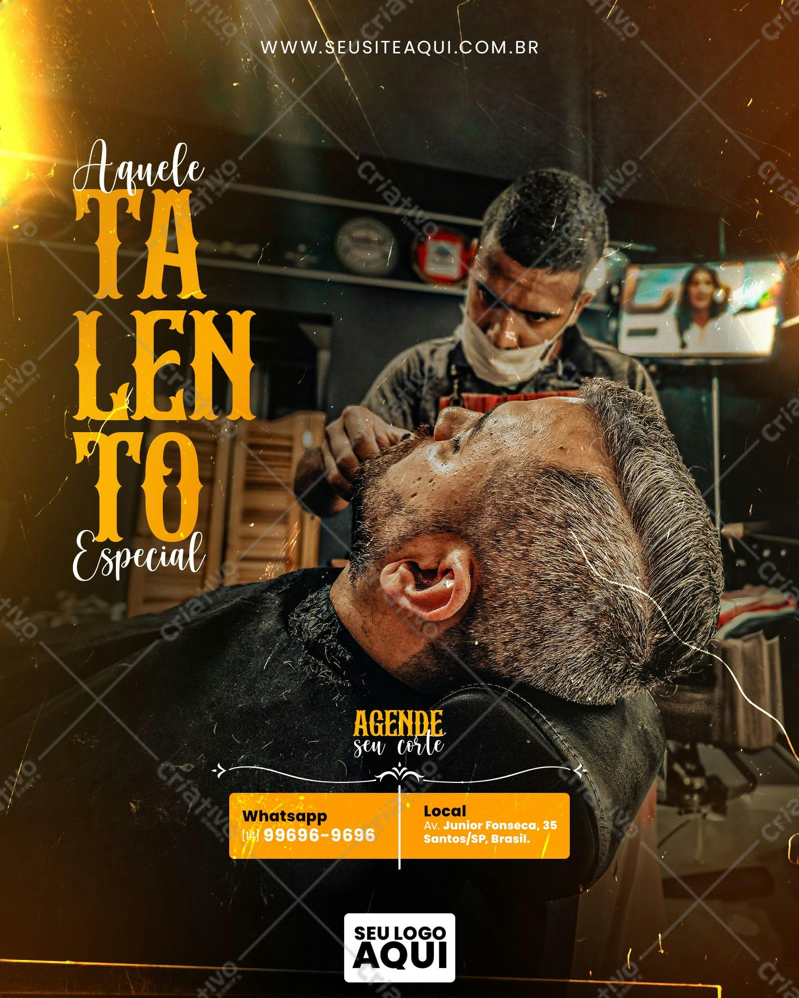 Barbearia Postagem para Redes Sociais PSD Editável