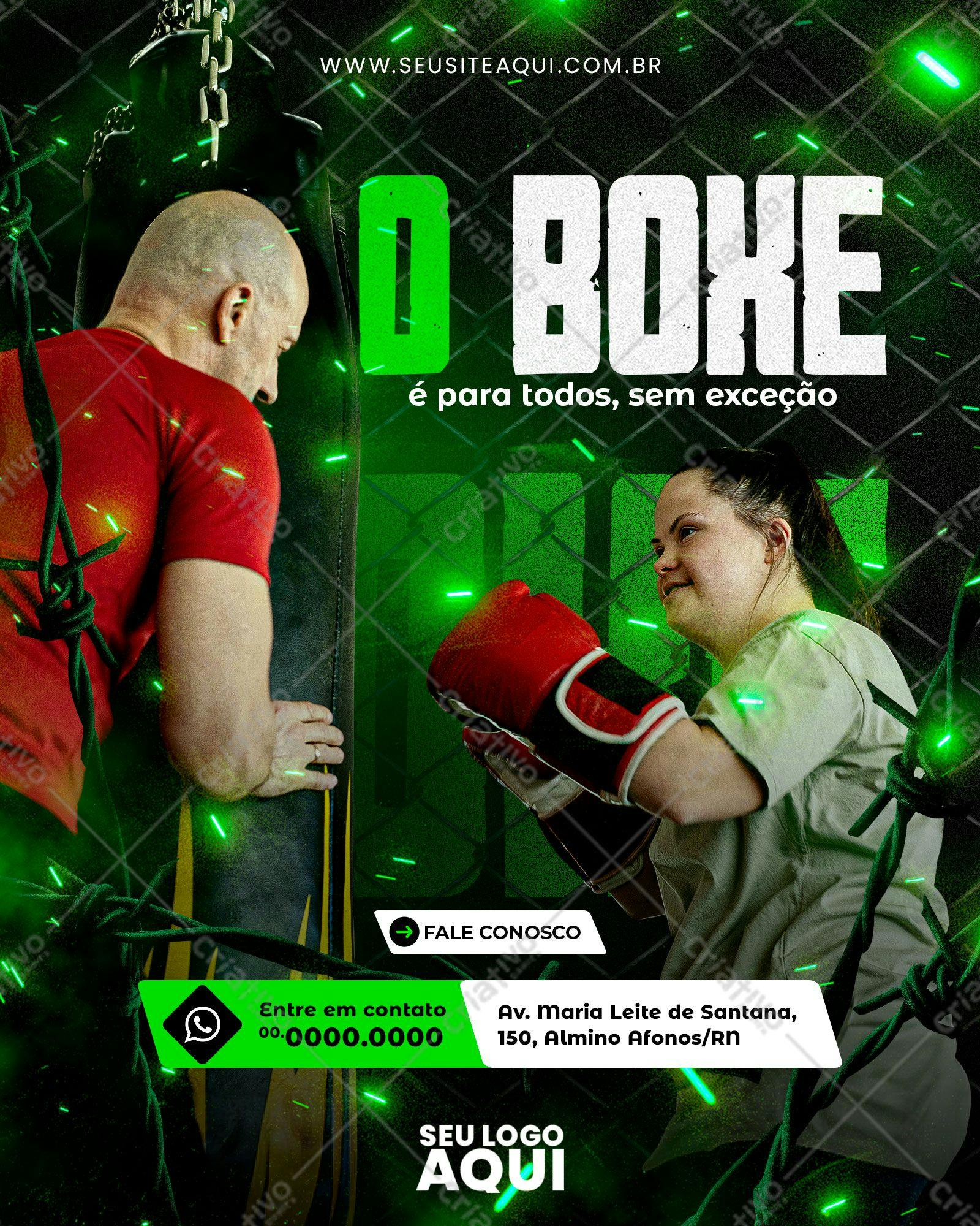 Cartaz para Academia de Boxe PSD Editável