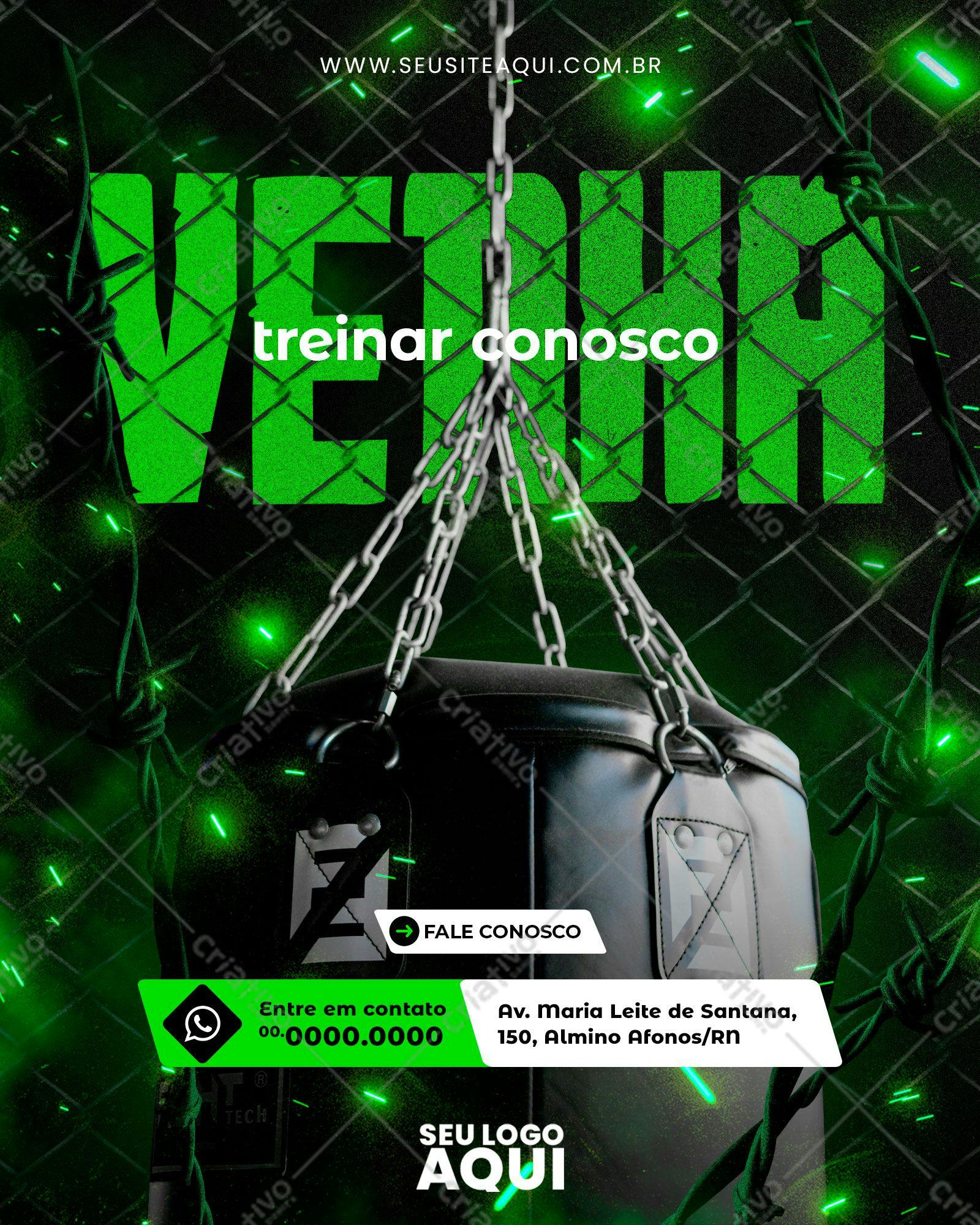 Poster para Academia de Boxe PSD Editável
