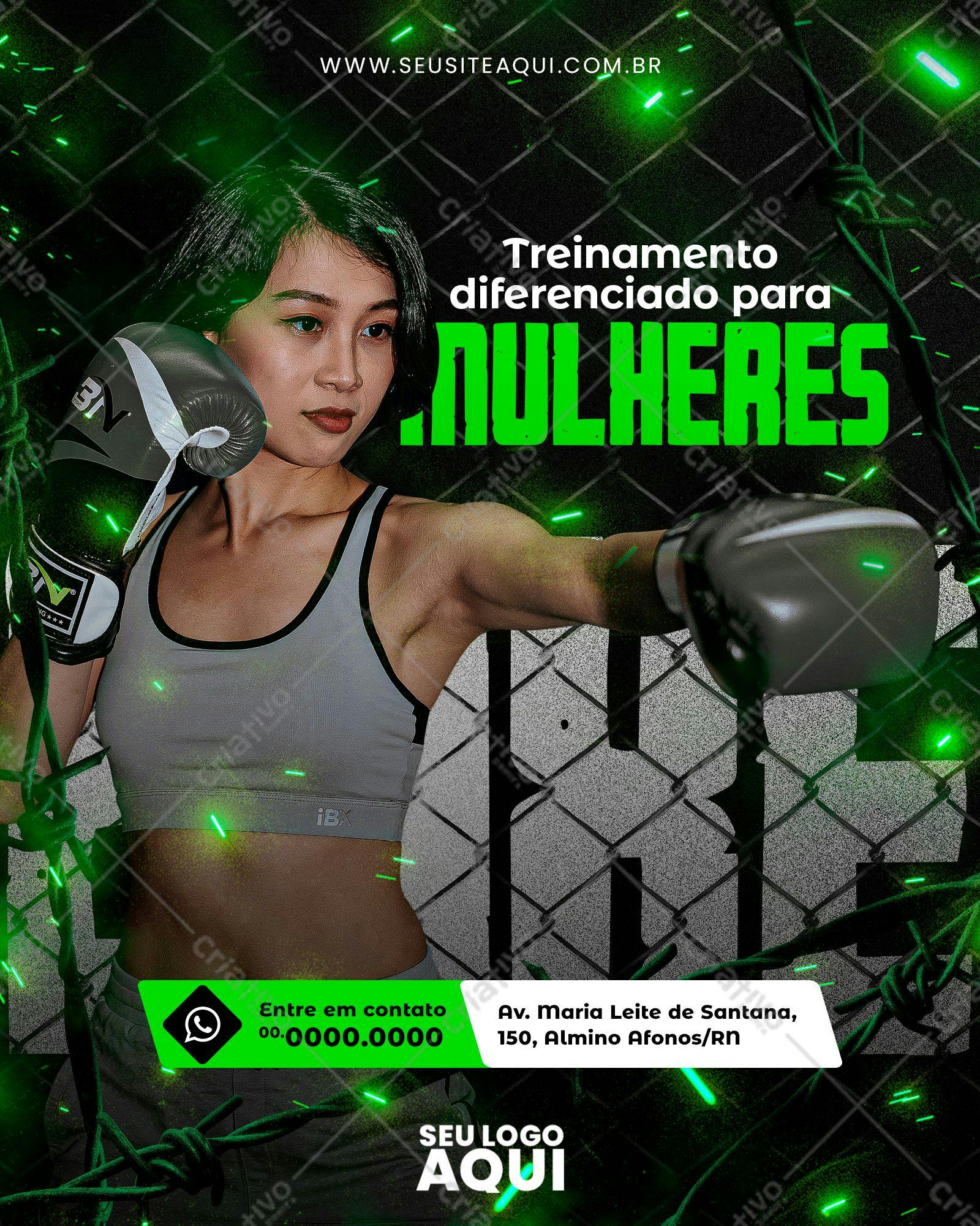 Post para Treinamento Feminino Boxe PSD Editável