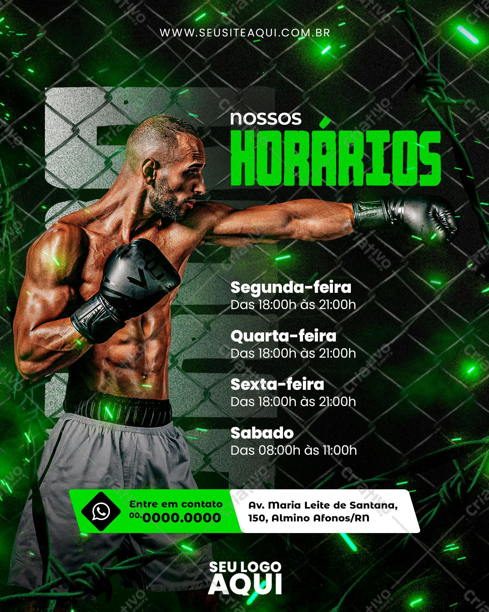 Post de Horários para Academia de Boxe PSD Editável