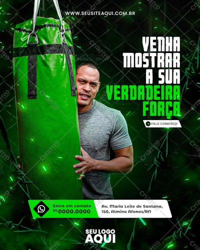 AULAS DE BOXE | AULA DE LUTA | SOCIAL MEDIA | PSD EDITÁVEL