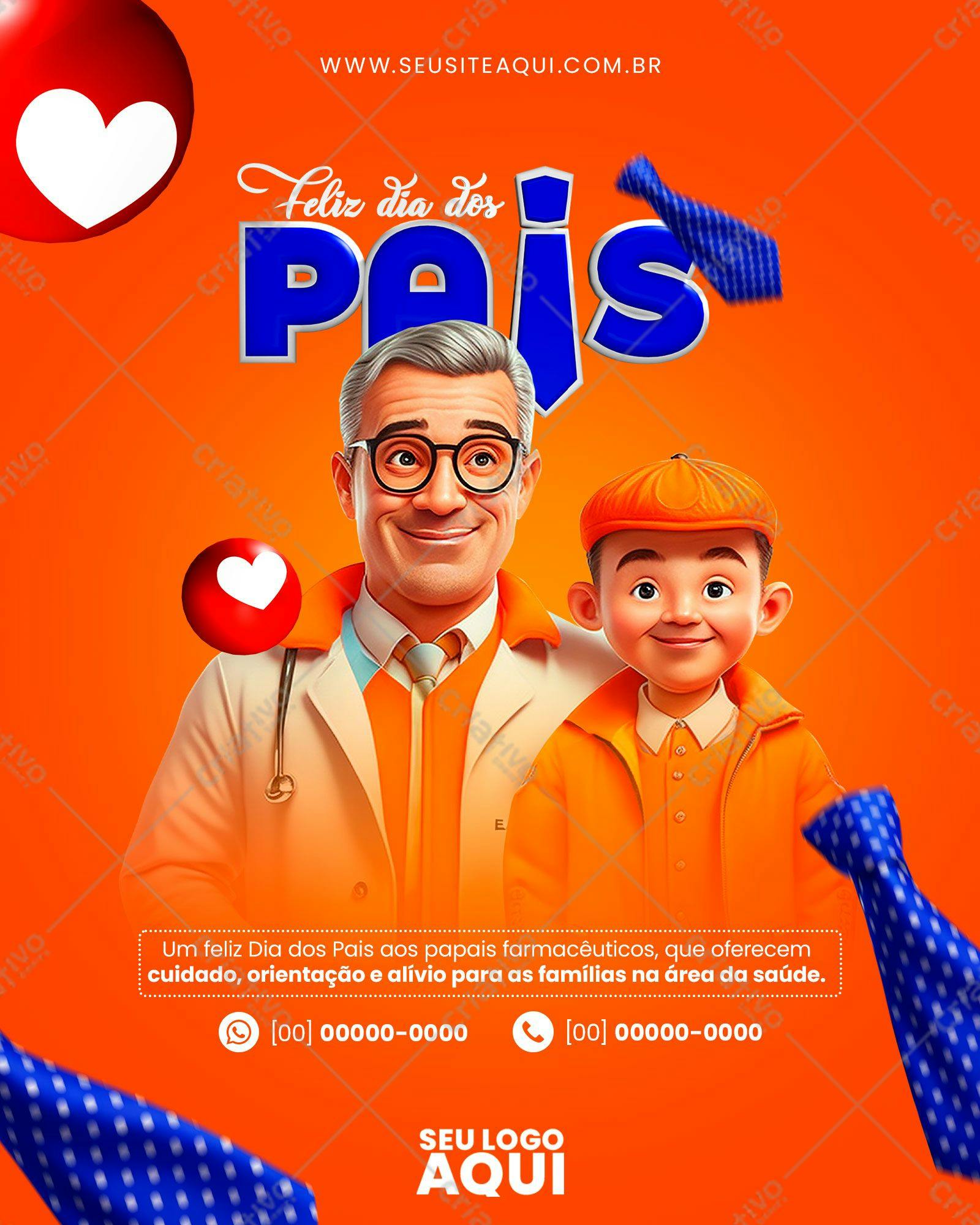 Post para Dia dos Pais Farmacêuticos PSD Editável