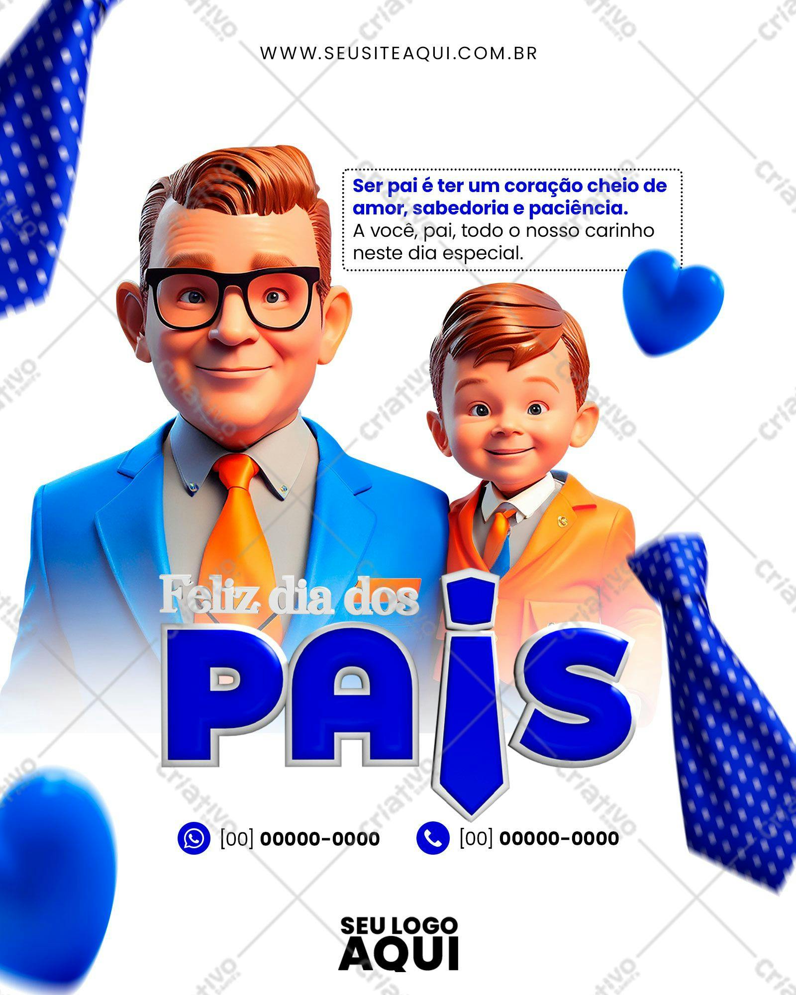 Feliz Dia dos Pais Cartão PSD Editável